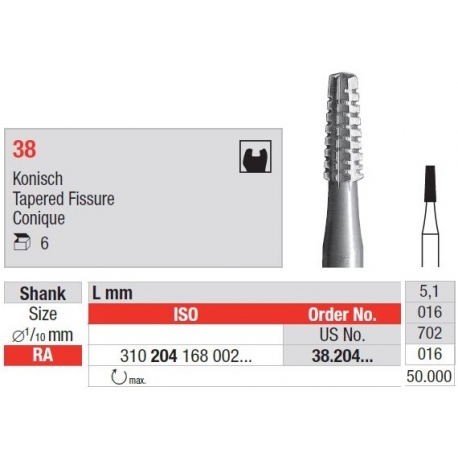 Freze Steel bur  38.2 4 007