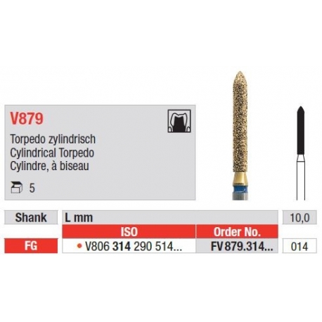 Freze DiaCut MLT Cylindrical Torpedo FG V879 - 5 buc. 