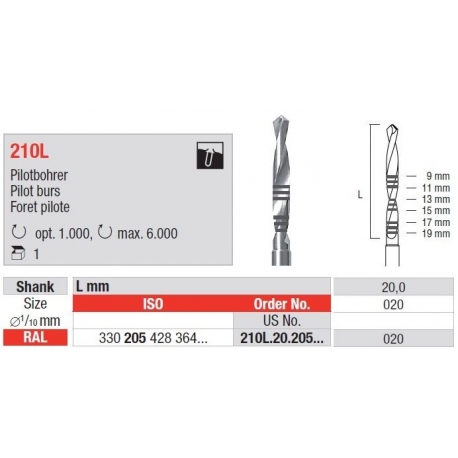 Freze Pilot burs RAL  210L  20 205 020