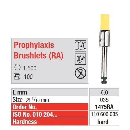 Freze Prophylaxis brushlets RA yellow 1475 RA-100