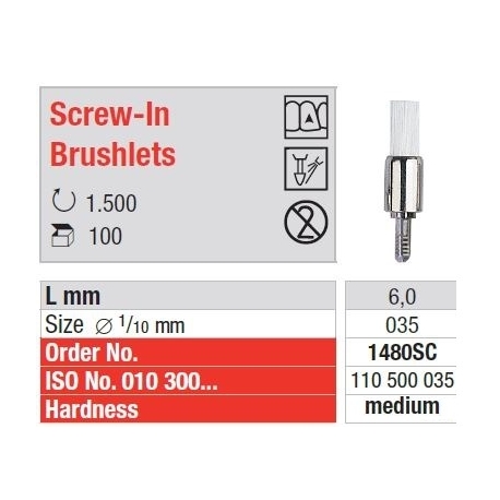 Freze Prophylaxis brushlets SC white, Screw-In 1480 SC-100