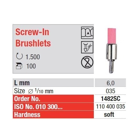 Freze Prophylaxis brushlets SC pink, Screw-In 1482 SC-100