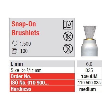 Freze Prophylaxis brushlets Snap-On white 1490 UM-100