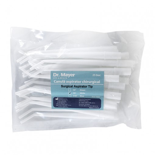 Canule aspirator chirurgical 1/8" albe 25 bucati Dr.Mayer