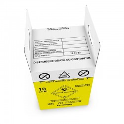 Cutie carton 10 L cu sac destinata colectarii Deseurilor Medicale Infectioase(sac inclus)