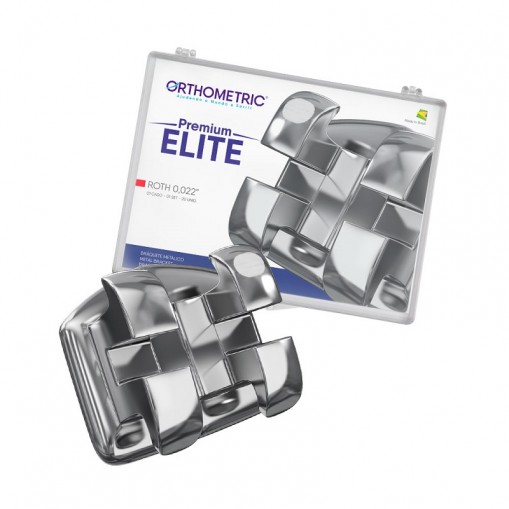 Bracketi metalici Premium Elite Roth22 Mini Low Profile cu carlige pe canini si premolari kit 1 caz Orthometric
