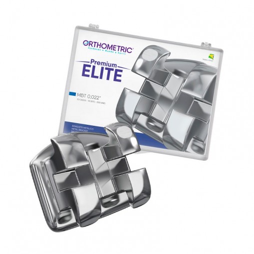 Bracketi metalici Premium Elite MBT22 Mini Low Profile cu carlige pe canini si premolari kit 10 cazuri Orthometric