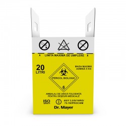 Cutie Carton 20 L Cu Sac Si Colier Destinata Colectarii Deseurilor Medicale Infectioase(Sac Inclus)