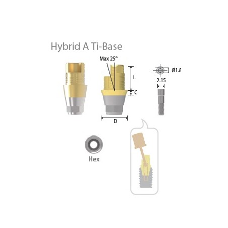 Bont Ti-Base angulat scurt fara Hex D4.0 Inno
