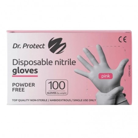 Manusi examinare nitril nepudrate roz marimea S Dr. Protect