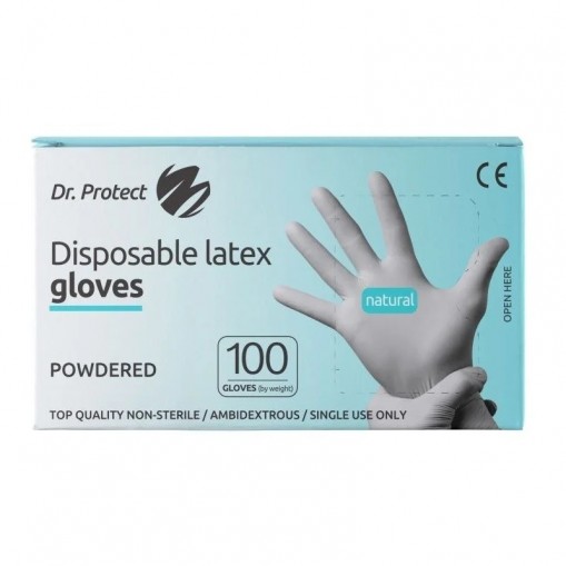 Manusi examinare pudrate albe marimea L Dr. Protect