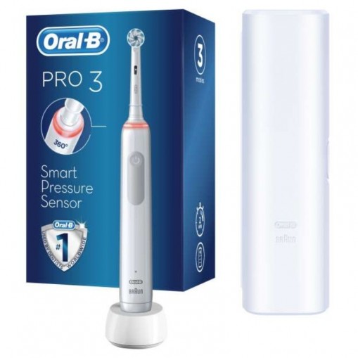 Periuta de dinti electrica Oral-B Pro 3 3500 Alba + Travel case