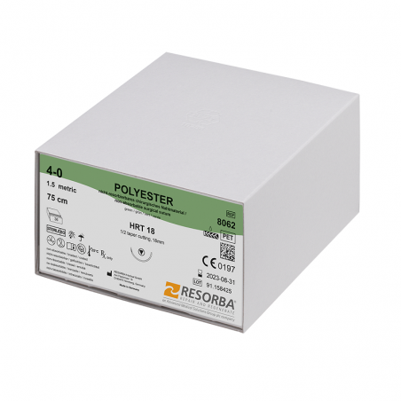 Fir sutura Polyester 3/0 HRT18 cu ac de 18mm ½ sectiune rotunda varf triunghiular Resorba