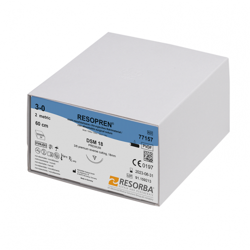 Fir sutura polipropilena Resopren 3/0 HRT18 cu ac de 18mm ½ sectiune rotunda varf triunghiular Resorba