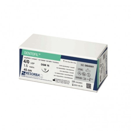 Fir sutura teflon Dentofil 4/0 HRT17 cu ac de 17mm ½ sectiune rotunda varf triunghiular Resorba