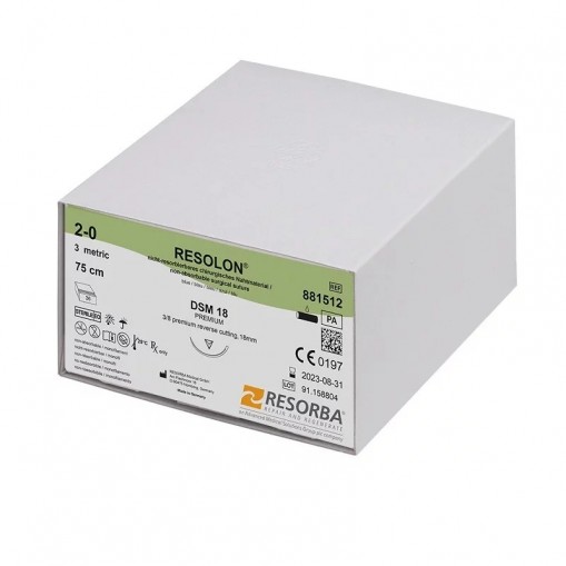 Fir sutura poliamida Resolon 6/0 DS16 cu ac de 16mm ⅜ sectiune triunghiulara Resorba