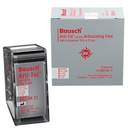 Hartie de articulatie Arti-Fol Metallic 12µ One Sided rosu rola 22mm x 20m Bausch
