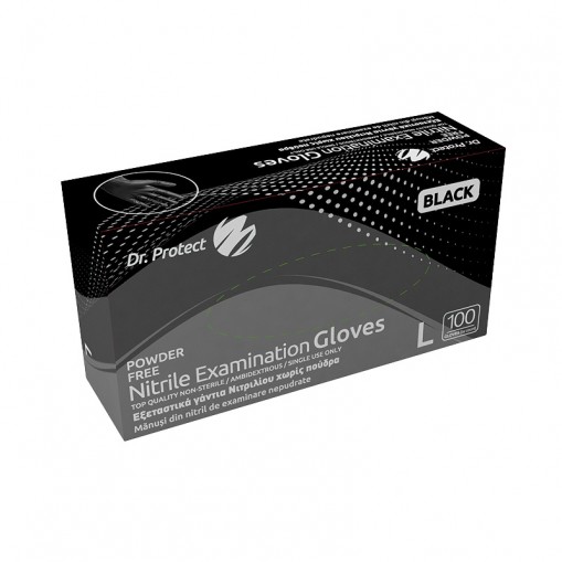Manusi examinare nitril negre nepudrate marimea XS Dr.Protect