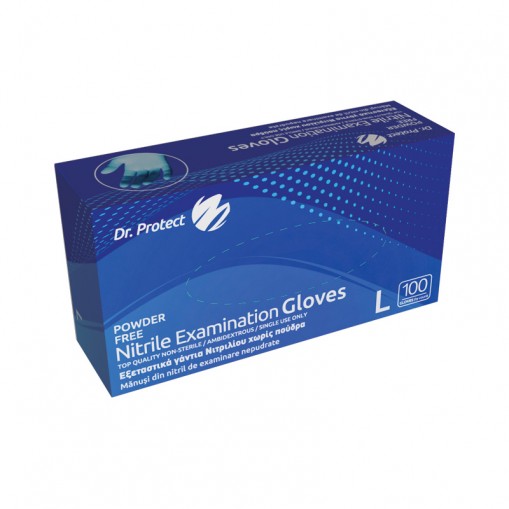 Manusi examinare nitril blue nepudrate marimea L Dr.Protect