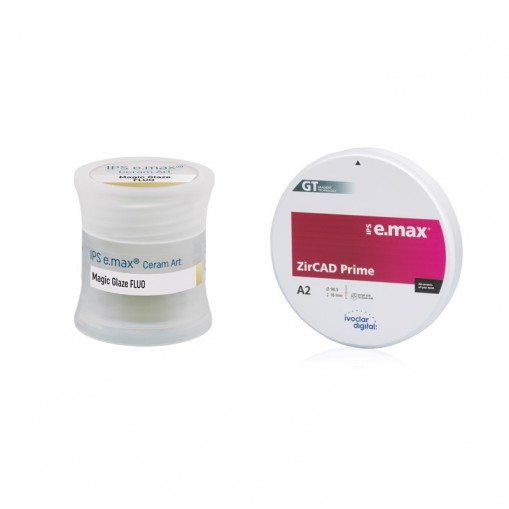 2x Disc zirconiu e.max ZirCAD Prime 98.5x16mm + IPS e.max Ceram Art Magic Glaze FLUO 3g Ivoclar