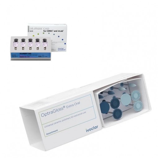 Pachet promo 4x IPS e.max CAD CEREC/InLab Impulse C14 5 blocuri + OptraGloss Extra Oral Assortment Ivoclar