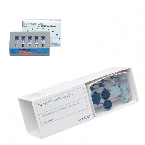 Pachet promo 4x IPS e.max CAD CEREC/InLab LT I12 5 blocuri + OptraGloss Extra Oral Assortment Ivoclar